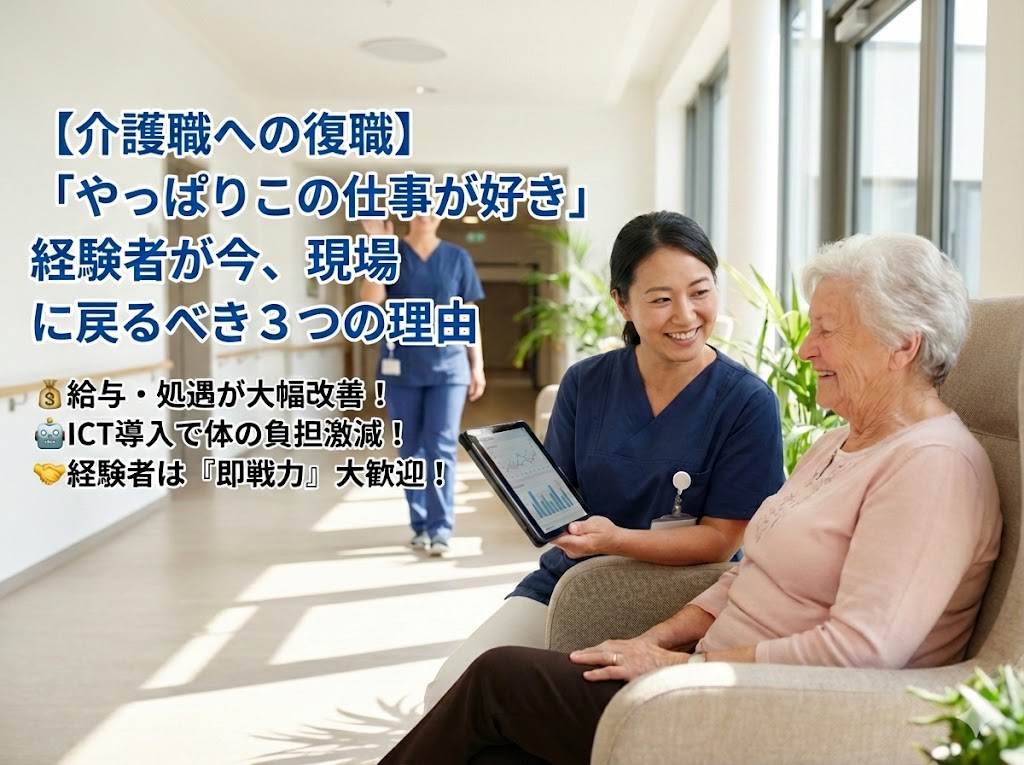【介護職への復職】「やっぱりこの仕事が好き」経験者が今、現場に戻るべき3つの理由｜給与・環境の劇的変化